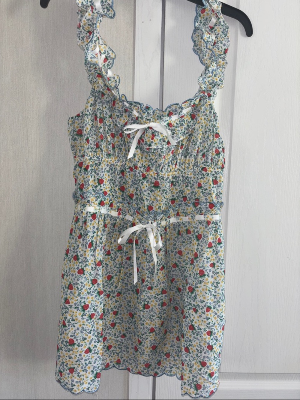 For Love & Lemons Floral Mini Dress in White, Red, Blue